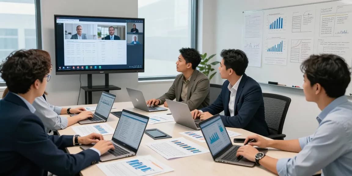 Collaboration on international project finance lending in a modern office meeting