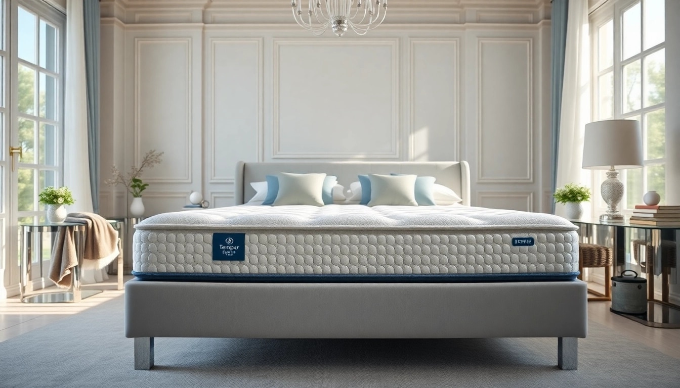 Experience the comfort of Tempur Breeze mattress set in a serene bedroom environment.