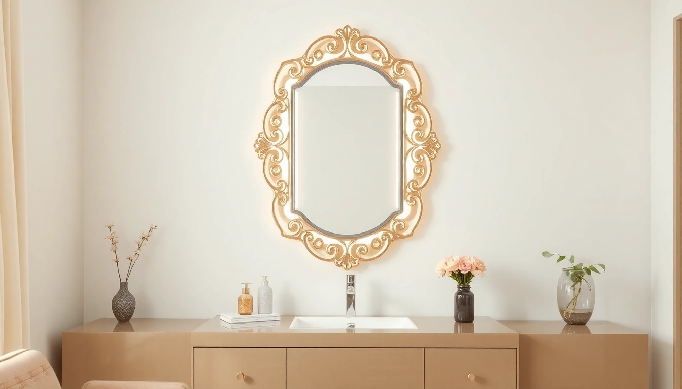 Illuminate your space with an elegant led mirror, showcasing its sleek design and glowing reflections.
