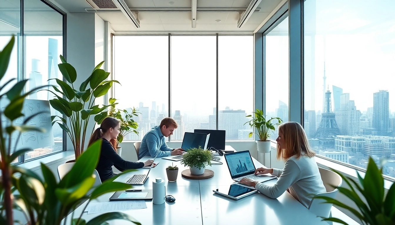 Web design and development in New York City showcased in a modern collaborative office environment.