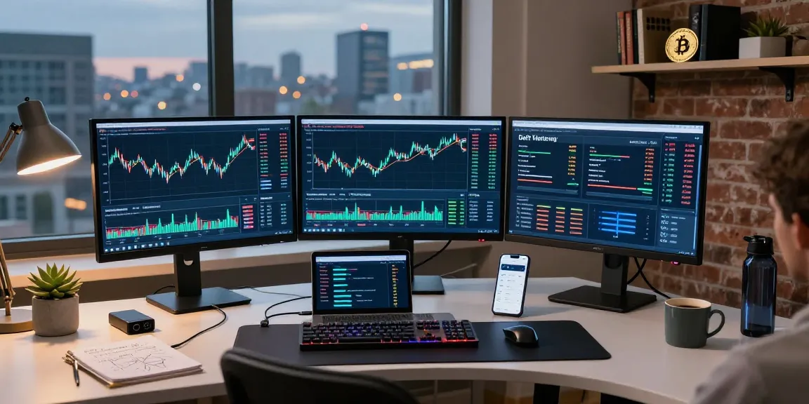 Recuperación de estafa en línea con análisis de criptomonedas en un espacio de trabajo moderno.
