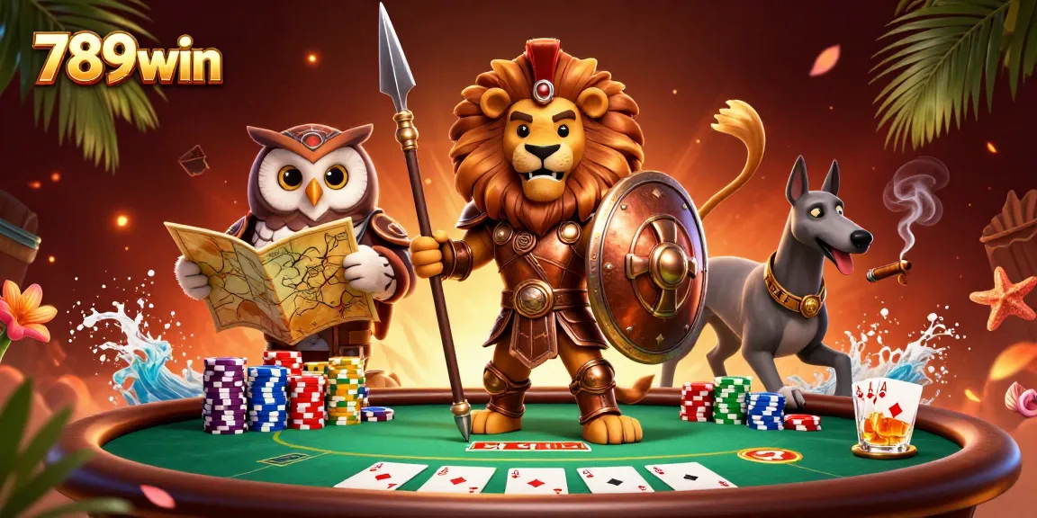 Experience thrilling gaming action at 789win with vibrant casino characters and colorful poker elements.