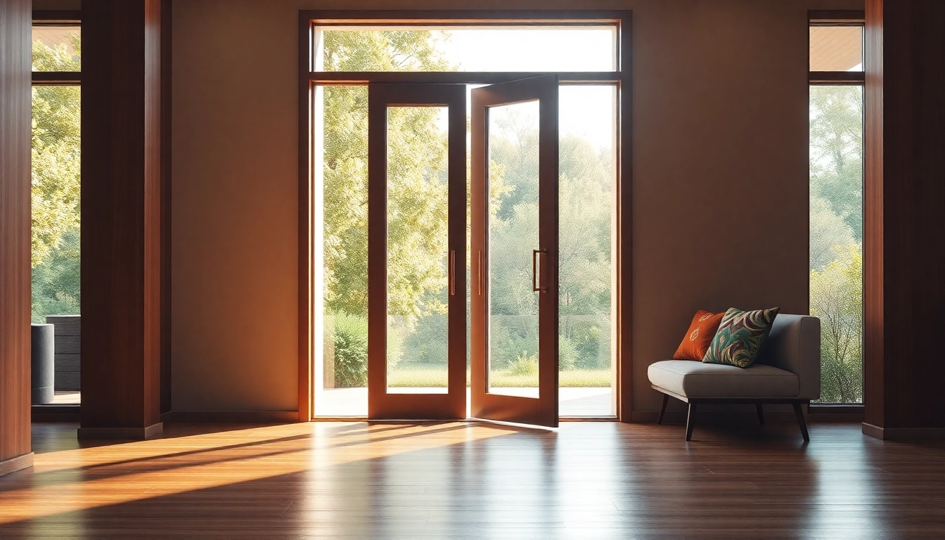 Explore a stylish single leaf double swing door in a bright, modern setting with inviting features.