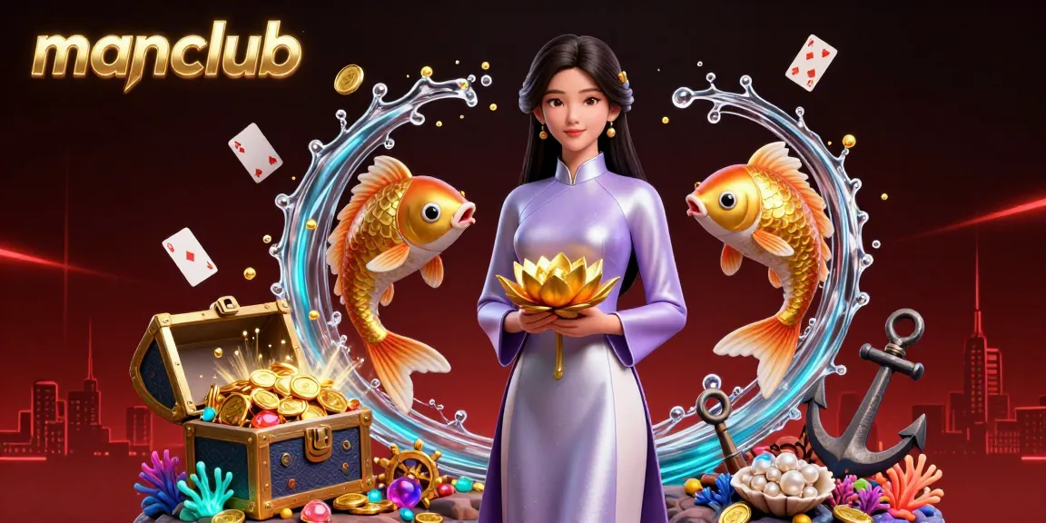Join the vibrant gaming action at manclub with elegant characters and immersive underwater casino elements.