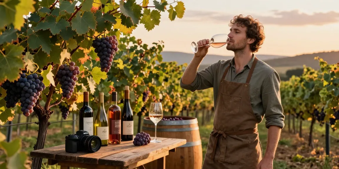 Enjoying a glass of Chattoo wine at sunset in a scenic vineyard.