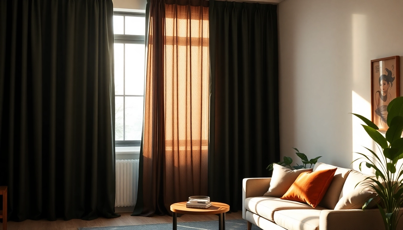 Dikke gordijnstof die rijkdom en elegantie toevoegt aan een gezellige woonkamer.