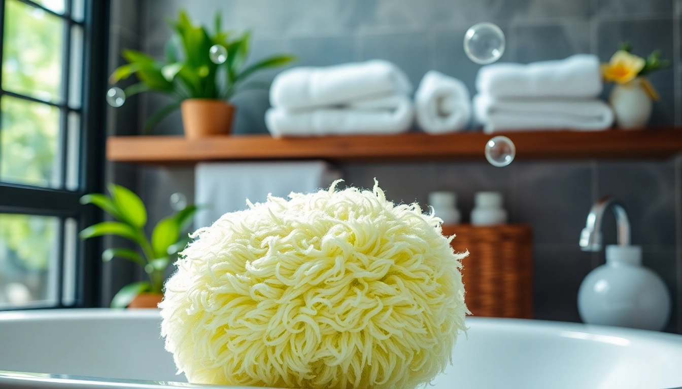 Using the best back loofah for an invigorating body scrub in a serene bathroom.
