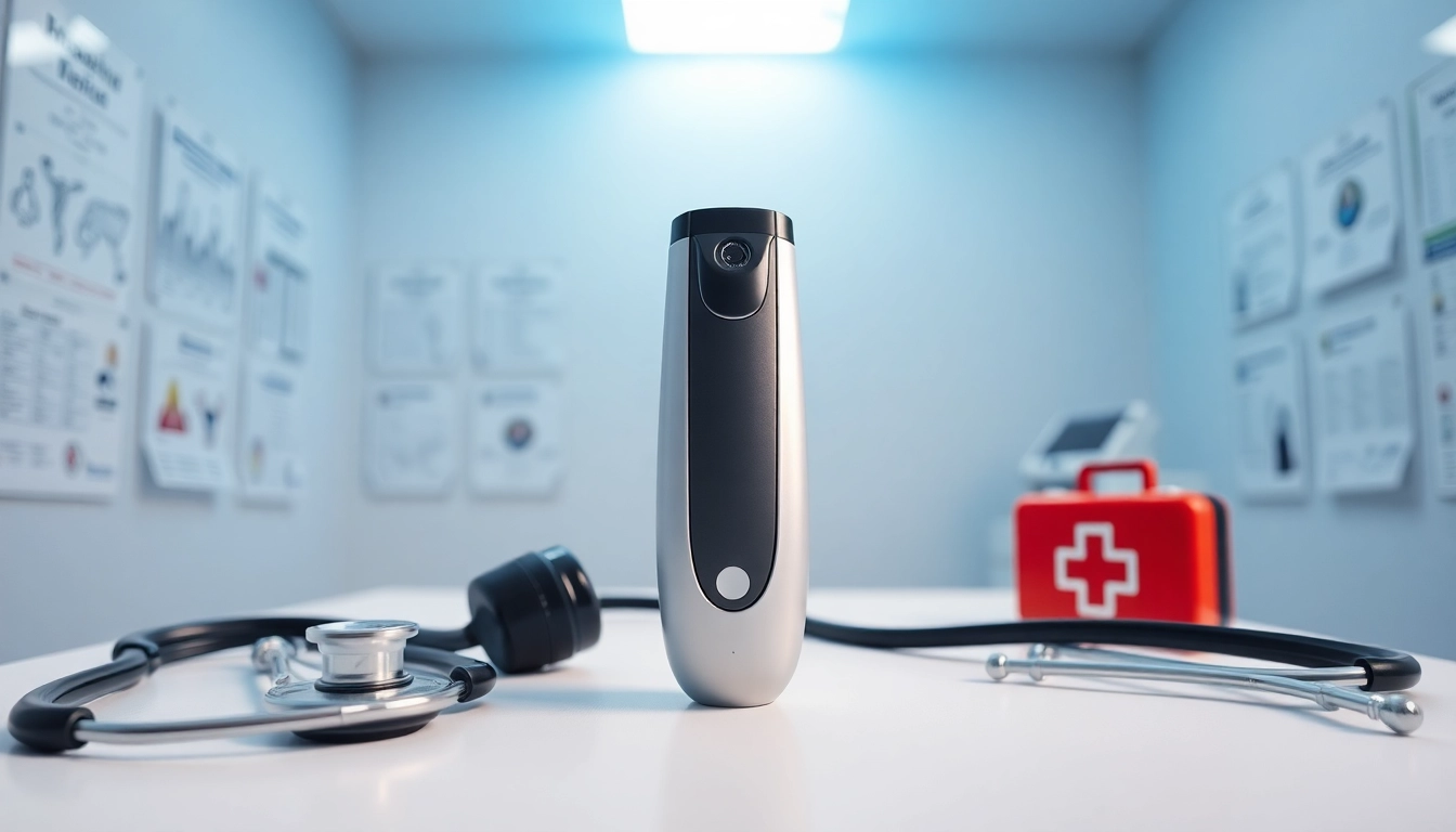 Lightweight choking device displayed on a clean table with a stethoscope, portraying safety and functionality.