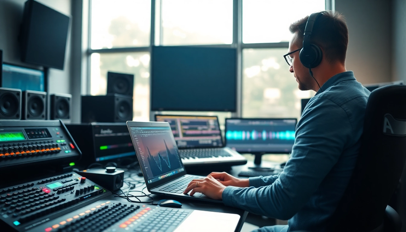 Optimizing tracks through online mastering in a modern audio studio.