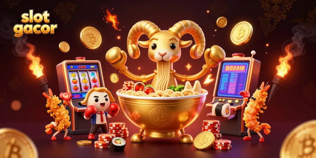 Slot gacor menampilkan karakter menarik dalam permainan, sambil berinteraksi dengan simbol jackpot dan mesin slot.