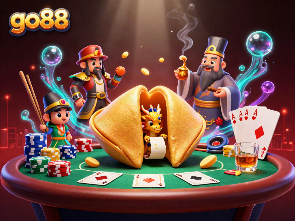 Engage with go88's thrilling casino gaming experience featuring fun characters and vibrant gambling elements.