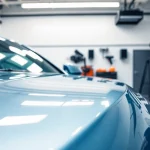 Enhancing vehicle shine with salt protection ceramic coating in professional detailing setup.