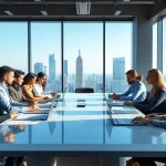 Analyze b2b competitive intelligence in a dynamic business meeting with diverse professionals.
