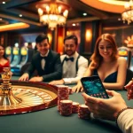 Experience the thrill of pg88 as players engage at a luxurious casino table, surrounded by vibrant slot machines and roulette.