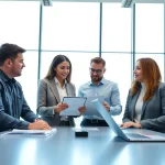 Quickplus Business Consultants collaborating in a modern office, highlighting teamwork and innovation.