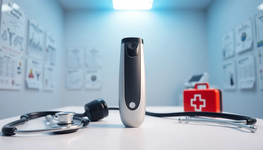 Lightweight choking device displayed on a clean table with a stethoscope, portraying safety and functionality.