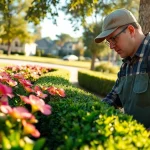 Landscaping contractor Danville designs a beautiful garden with vibrant flowers and trimmed hedges.