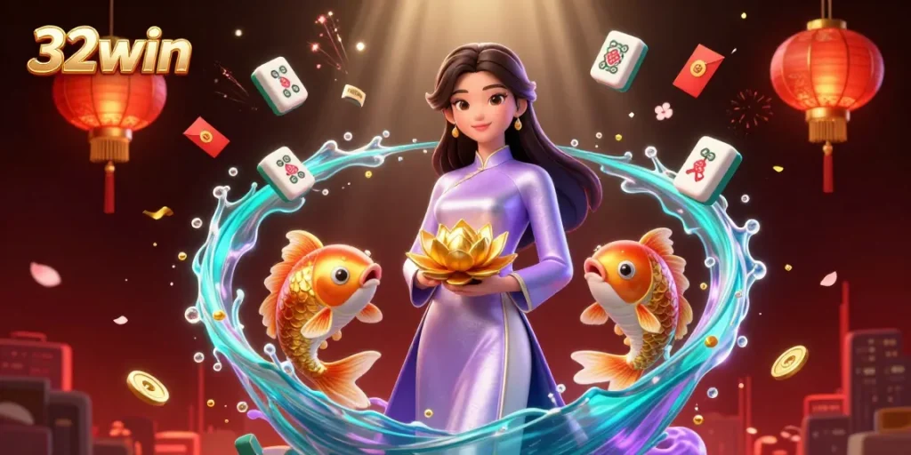 Play exciting games like baccarat at 32win, enhanced with vibrant casino elements and visuals.
