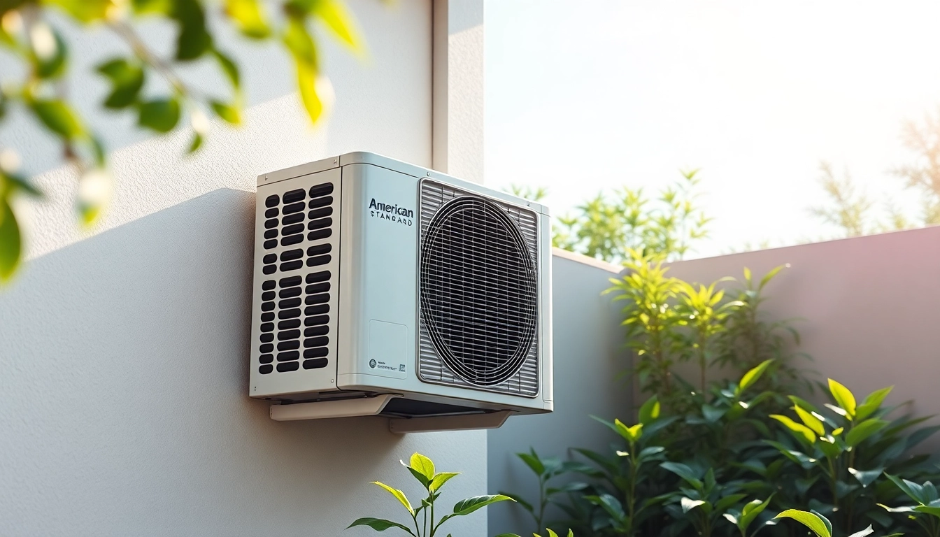 Showcasing an american standard air conditioner unit efficiently cooling a stylish home garden. related image