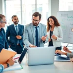 Empowering business coach San Diego guiding clients in a collaborative office environment.
