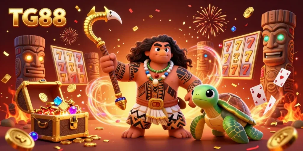 Engage with TG88's vibrant casino atmosphere, featuring dynamic gaming elements and enchanting characters.