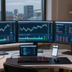 Recuperación de estafa en línea con análisis de criptomonedas en un espacio de trabajo moderno.