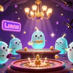 Experience the vibrant OKWIN casino environment with glowing characters and dynamic gaming elements.