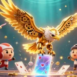 Experience the thrill at HZ88 with an illustrated cybernetic eagle surrounded by vibrant casino elements.