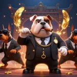 Experience thrilling gaming at AO88 with a mafia-themed illustration showcasing excitement and luxury.