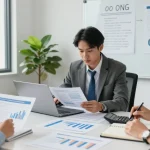 Colaborare profesionistă în contabilitate ONG cu echipă dedicată la birou modern.